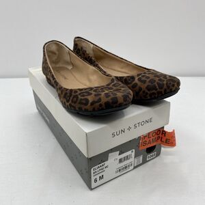 Sun + Stone NIB Eliana Flats Women's Shoes, Brown leopard, Size 6M MSRP $59